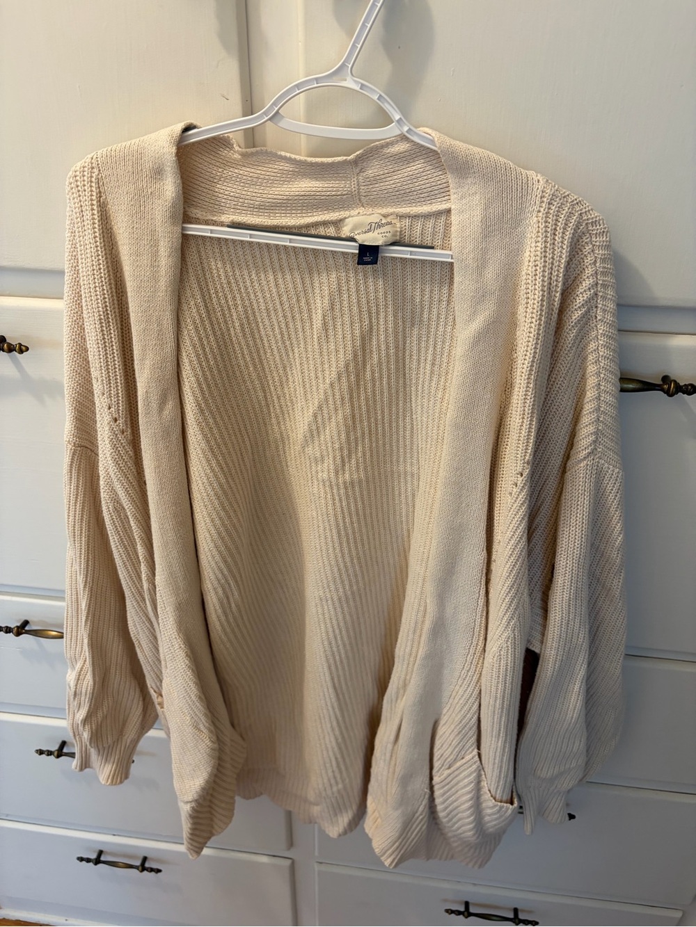 Universal Thread Cream Open-Front Knit Cardigan